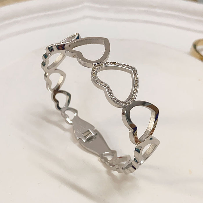 Bracelet en zircon en acier titane papillon de style simple en vrac