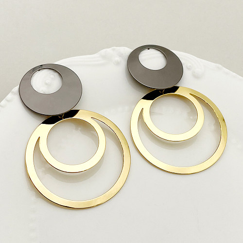 1 Pair Casual Retro Round Polishing Plating Stainless Steel  Gold Plated Drop Earrings