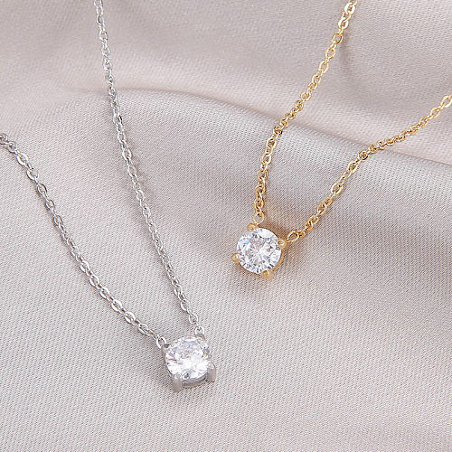 Retro Crown Stainless Steel Plating Rhinestones Pendant Necklace