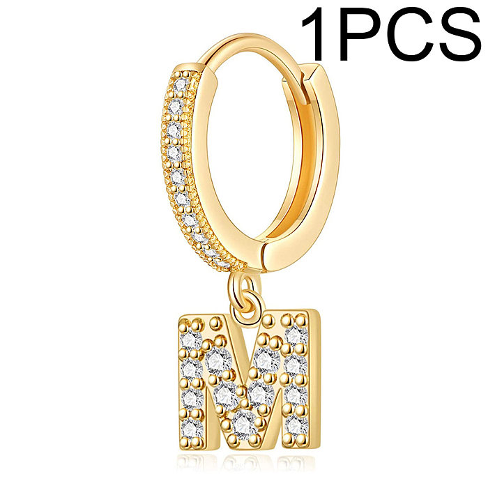 1 Piece Lady Letter Inlay Stainless Steel  Zircon Earrings