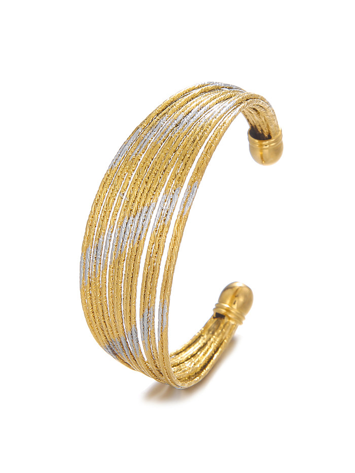 Atacado estilo simples cor sólida chapeamento de aço inoxidável pulseira banhada a ouro 18K