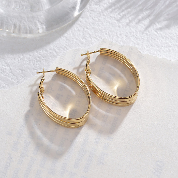 1 Piece Elegant Simple Style Round Plating Stainless Steel  18K Gold Plated Earrings