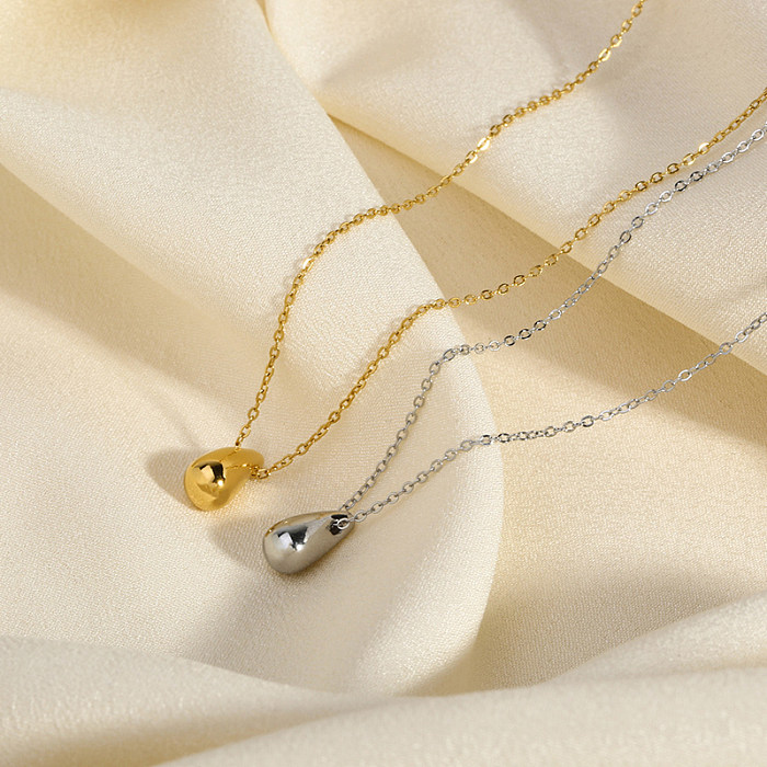 Wassertropfen-Halskette aus Edelstahl im französischen Stil, Edelstahl-Beschichtung, dreidimensionale, 18 Karat vergoldete Anhänger-Halskette