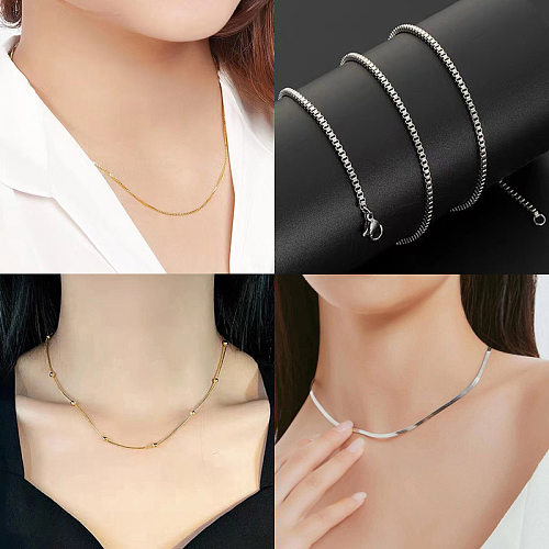 Simple Style Solid Color Stainless Steel  Necklace In Bulk