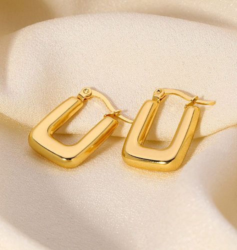 1 Pair Simple Style Classic Style Solid Color Plating Inlay Stainless Steel Zircon 18K Gold Plated Ear Studs