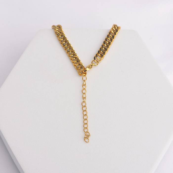 Wholesale Punk Waves Stainless Steel  18K Gold Plated Necklace