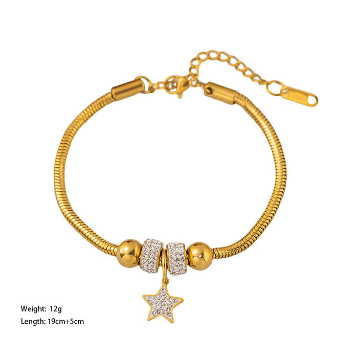 Bracelets en Zircon avec incrustation de placage en acier titane pentagramme de Style classique de base