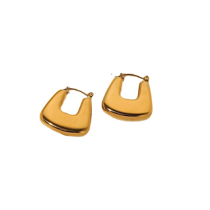Boucles d'oreilles géométriques en acier inoxydable, plaquées or, à la mode