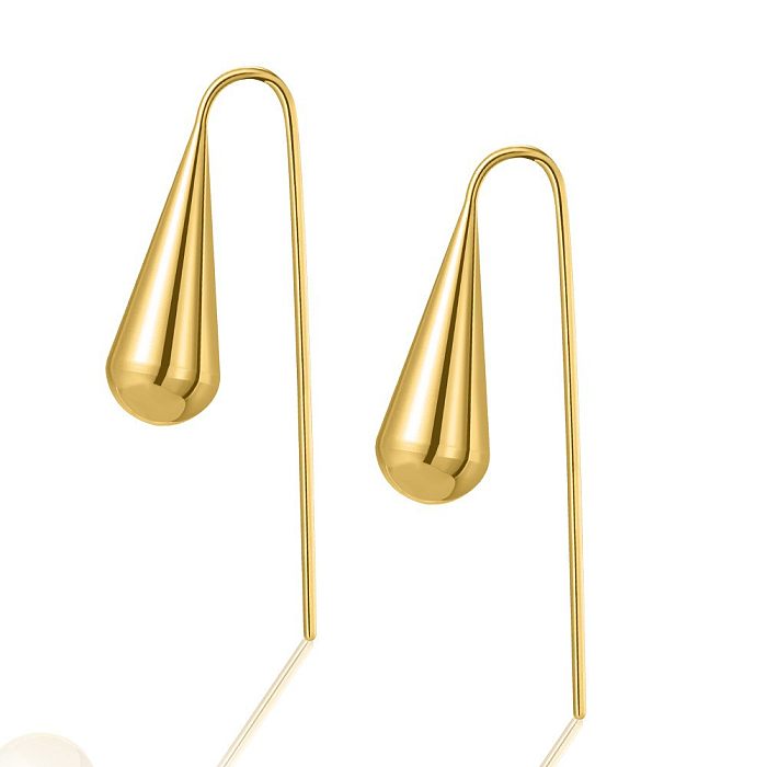 1 par de brincos de gota banhados a ouro de aço inoxidável com revestimento de cor sólida estilo simples