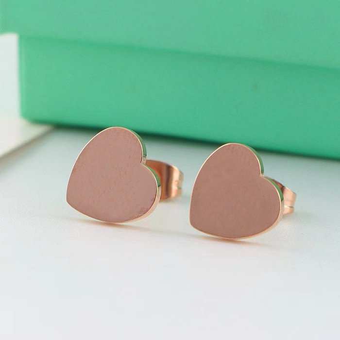 1 Pair Elegant Heart Shape Plating Stainless Steel  Ear Studs