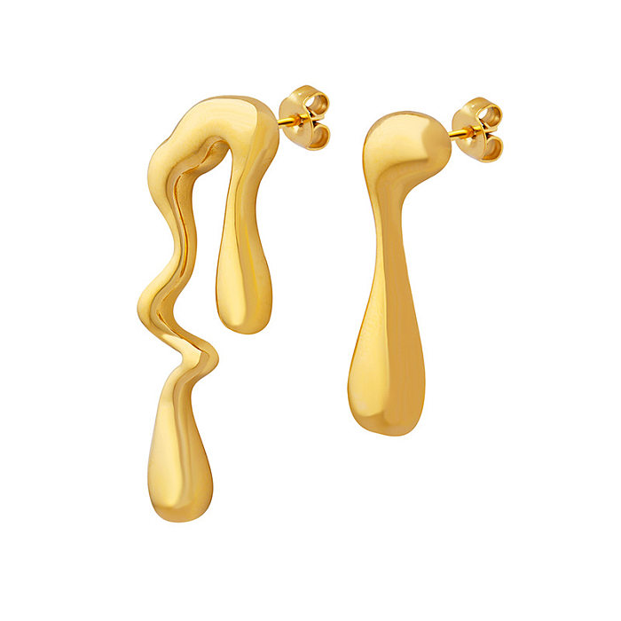 French Style Asymmetrical Stainless Steel Ear Studs Stainless Steel  Earrings