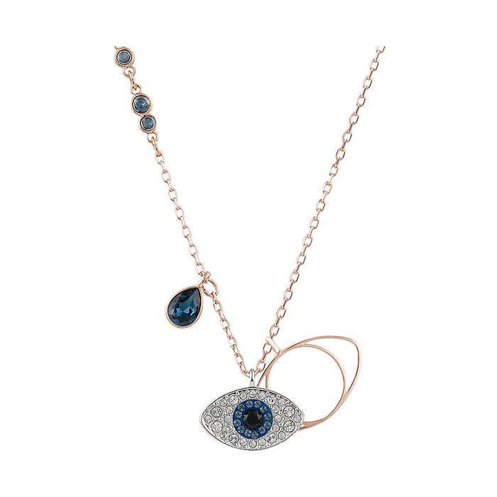 Fashion Devil'S Eye Stainless Steel Plating Artificial Diamond Pendant Necklace