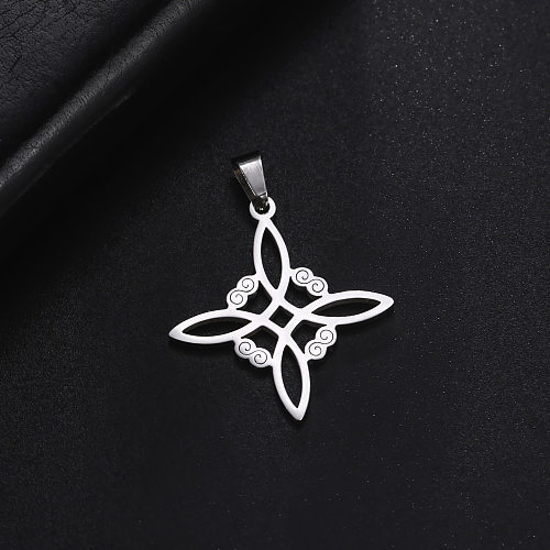 One Piece Dropshipping Stainless Steel Cut 18K Real Gold Plating Non-Fading Witch Knot Hollow Shape Stainless Steel  Pendant