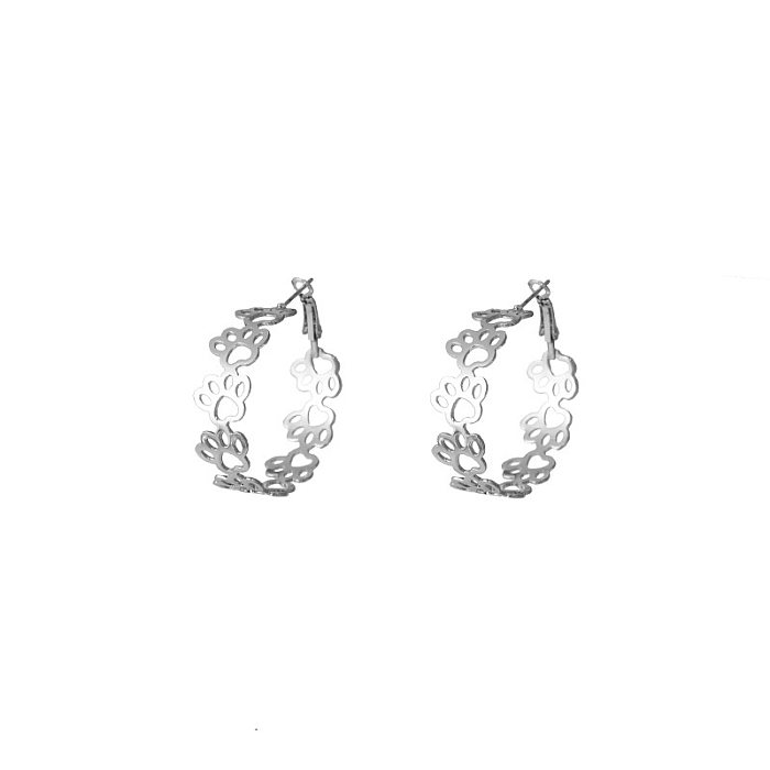 1 paire de boucles d'oreilles créoles en fer plaquées en forme d'étoile et de cœur