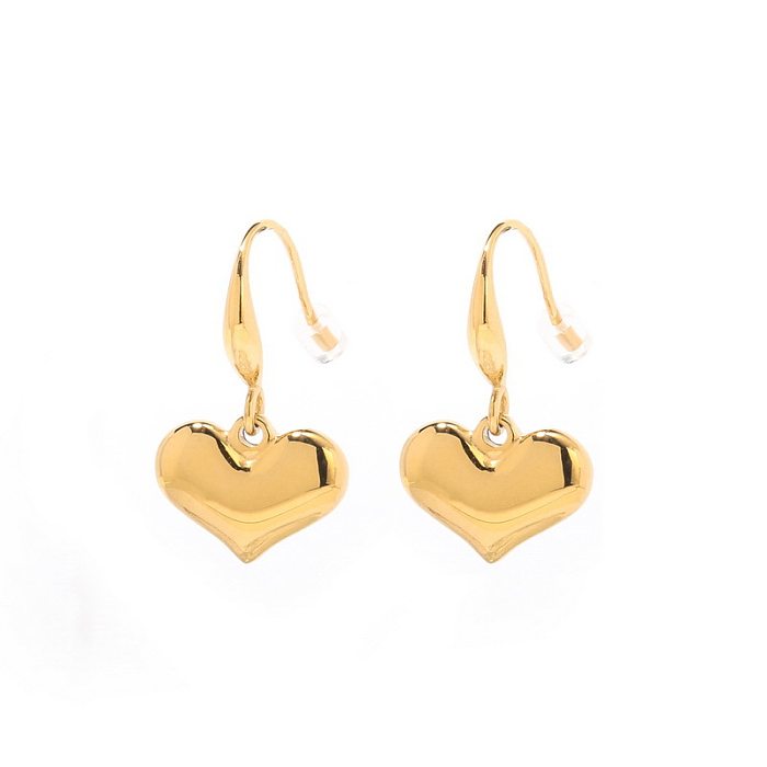 Simple Style Heart Shape Stainless Steel Water Drop Drop Earrings 1 Pair