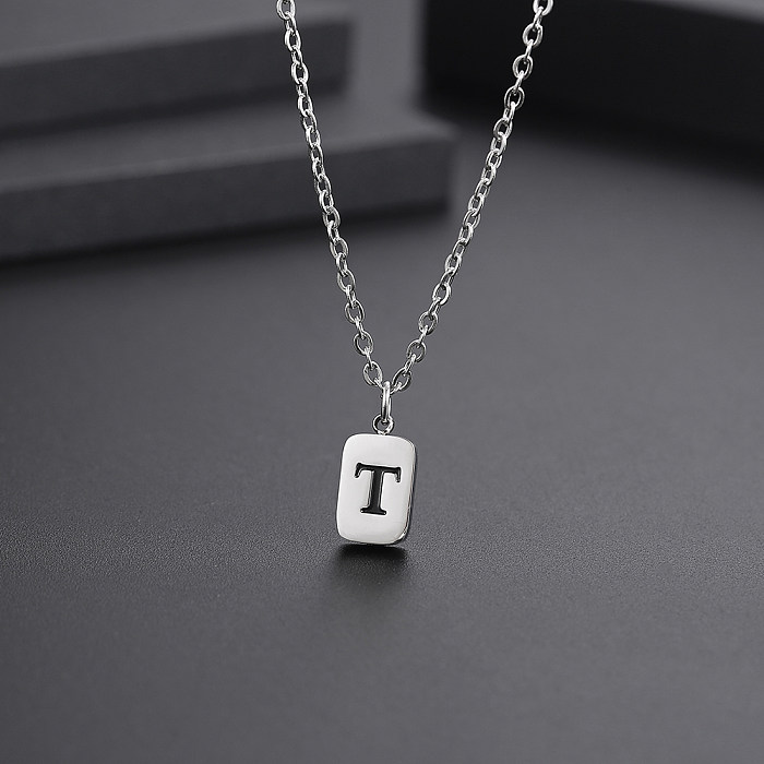Simple Style Letter Stainless Steel Pendant Necklace In Bulk