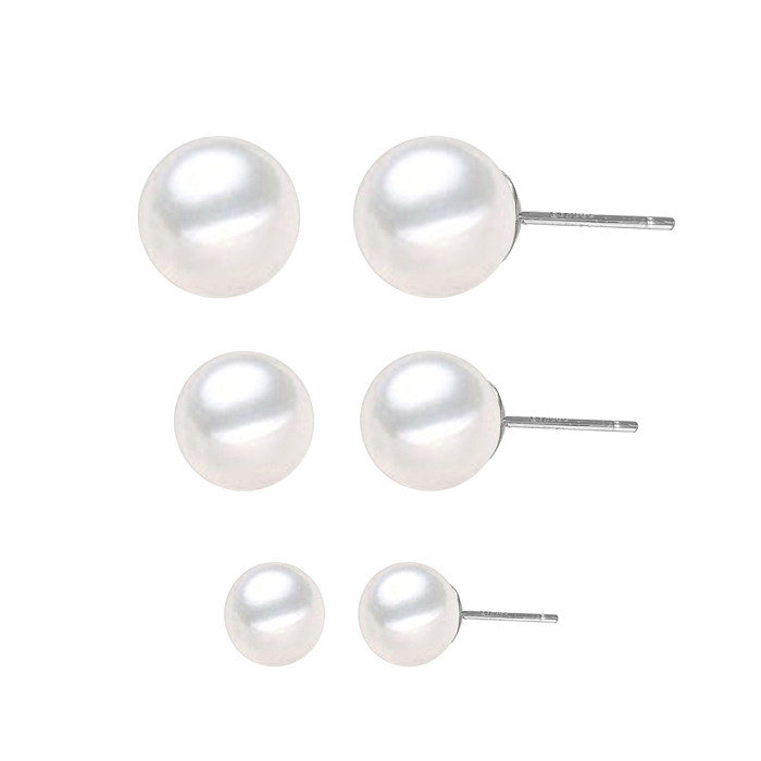 Fashion Geometric Stainless Steel  Plating Artificial Pearls Ear Studs 1 Pair