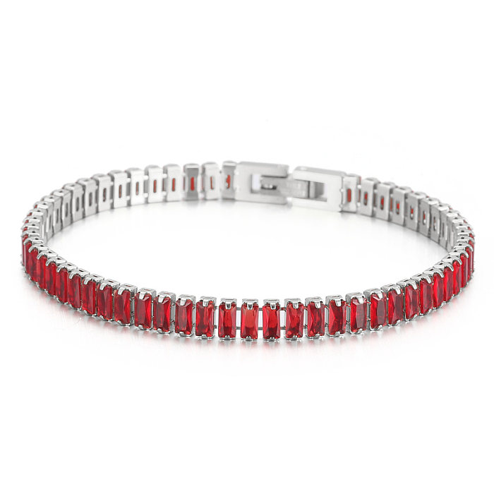 Bracelets plaqués or 18K de pierres précieuses artificielles d'incrustation de placage d'acier de titane de couleur unie élégante