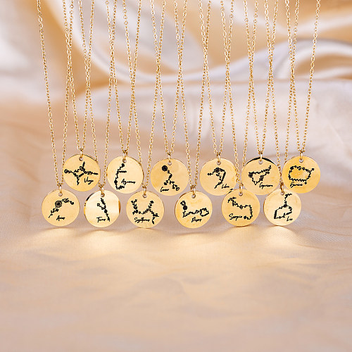 Cute Simple Style Constellation Stainless Steel  Plating Gold Plated Pendant Necklace