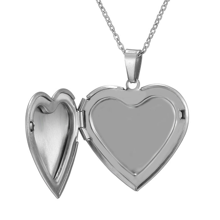Simple Style Heart Shape Stainless Steel  Plating Pendant Necklace 1 Piece