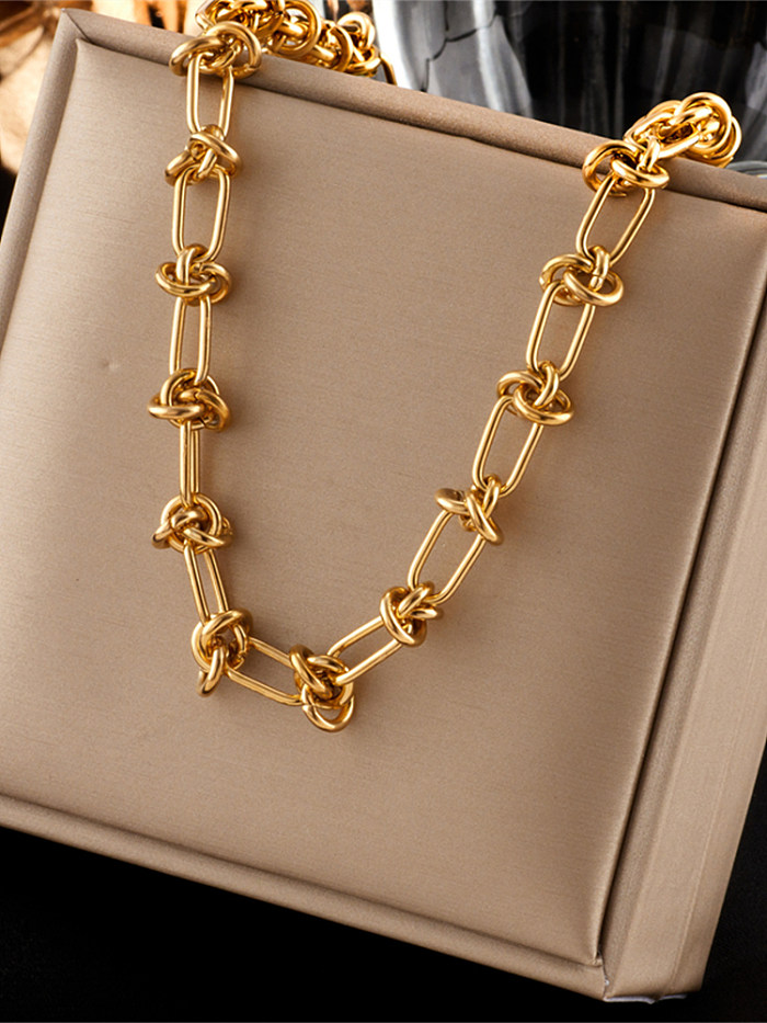 Vintage Style Geometric Stainless Steel  Necklace Gold Plated Stainless Steel  Necklaces