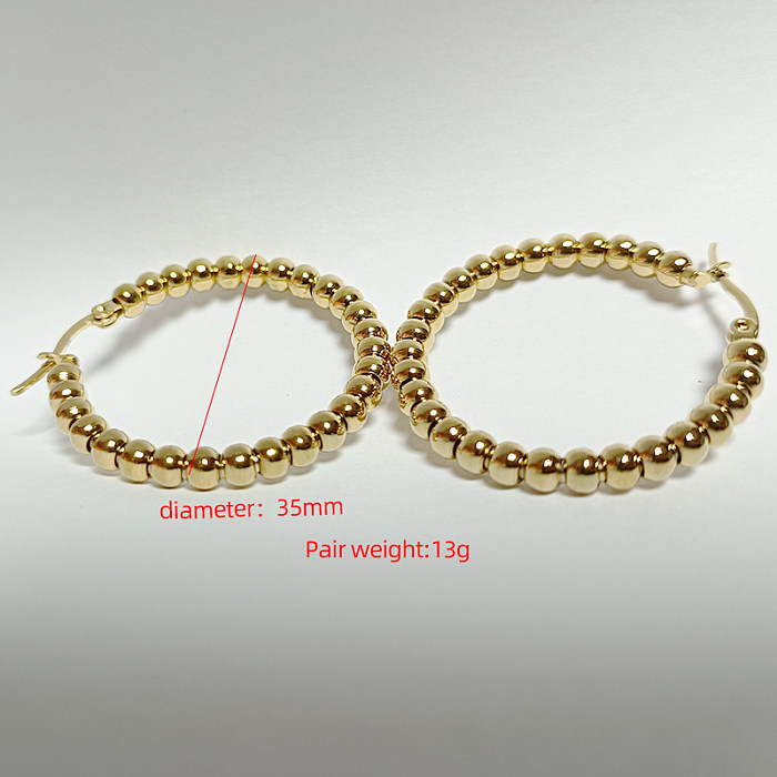 1 Pair Basic Classic Style Round Polishing Plating Stainless Steel  18K Gold Plated Earrings