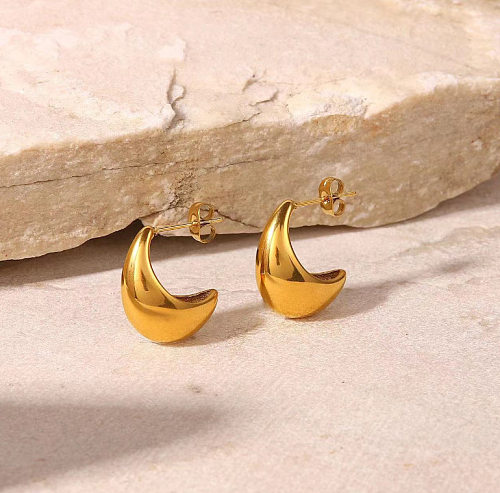 1 Pair Fashion Moon Stainless Steel Plating No Inlaid Earrings