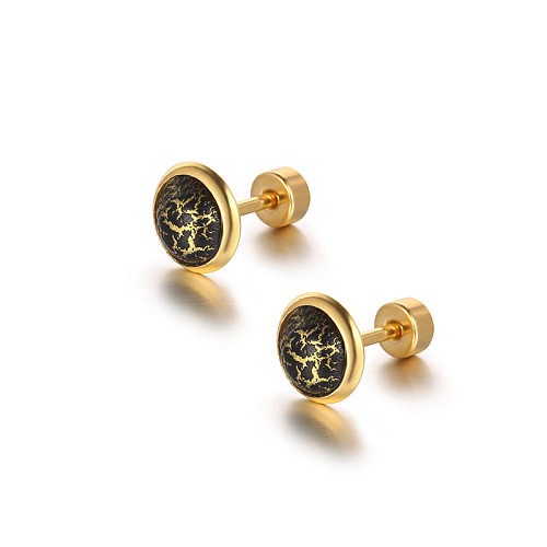 Vintage Style Round Stainless Steel Plating Ear Studs 1 Piece