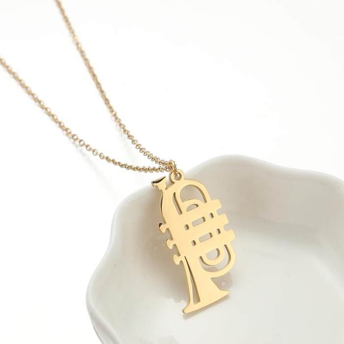 Simple Style Commute Musical Instrument Stainless Steel  Stainless Steel Plating Hollow Out Pendant Necklace
