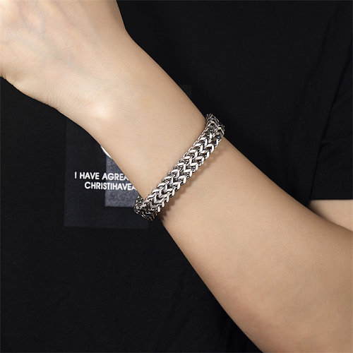 Simple Style Classic Style Solid Color Stainless Steel Titanium Steel Bracelets In Bulk