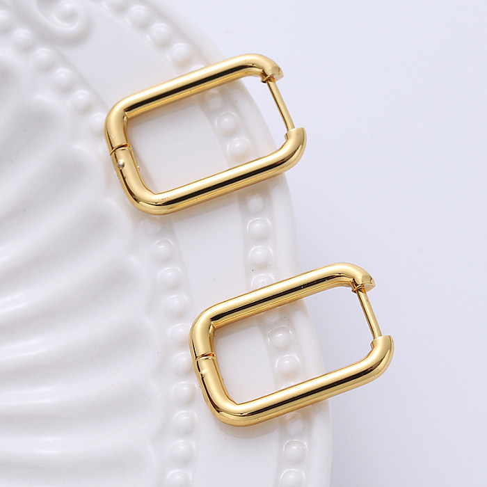 1 Pair Casual Classic Style Commute Hexagon Quadrilateral Circle Stainless Steel  Plating Metal Earrings