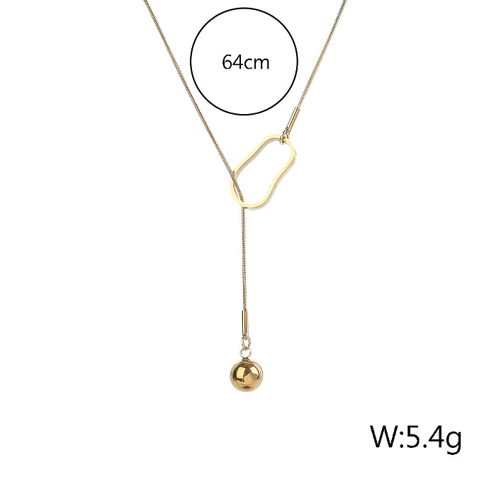 IG Style Simple Style Round Stainless Steel  Stainless Steel Plating 18K Gold Plated Gold Plated Necklace