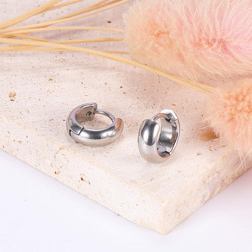 1 Pair Simple Style Solid Color Polishing Stainless Steel  Earrings
