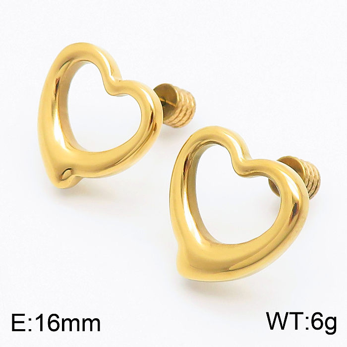 Simple Hollow Heart-shaped Stainless Steel  Earrings Wholesale