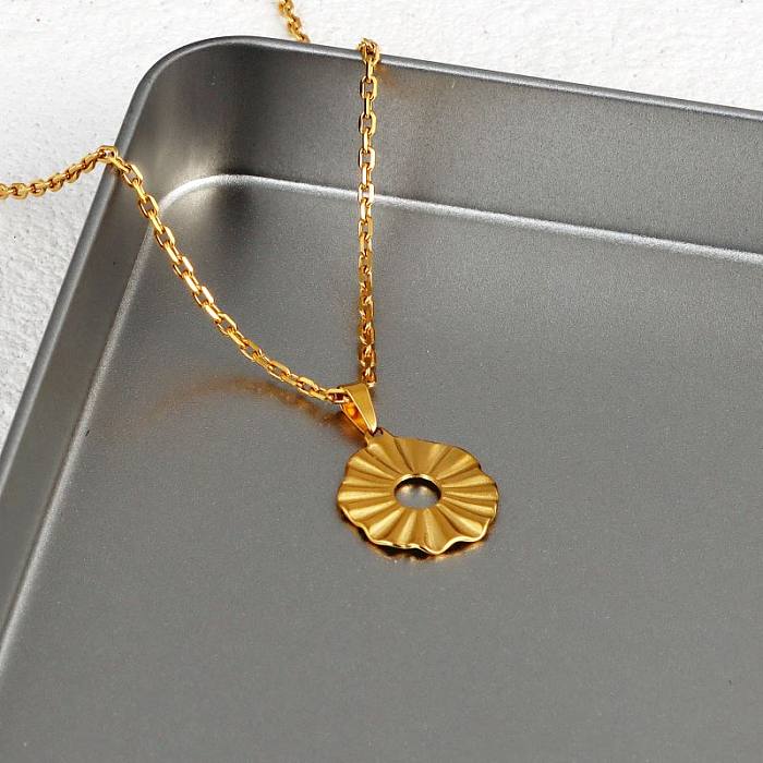 Elegant Round Stainless Steel  Hollow Out Pendant Necklace