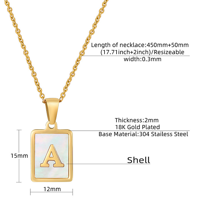 Collier avec pendentif plaqué or 18 carats avec incrustation de placage en acier inoxydable avec lettre de trajet décontractée