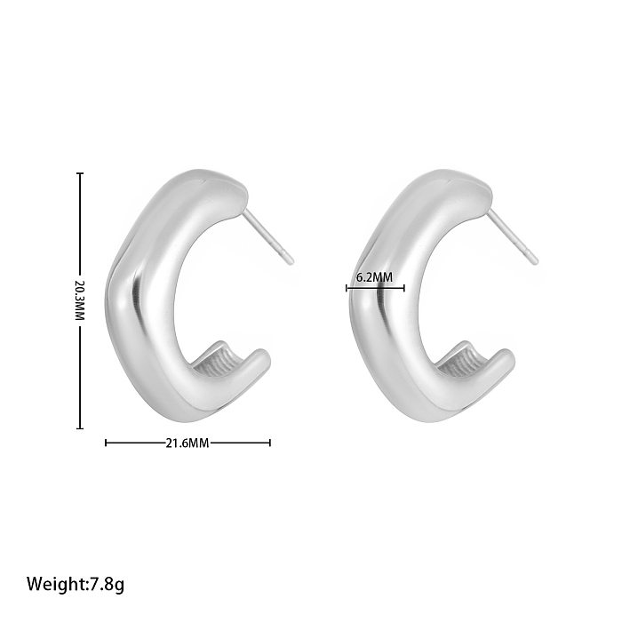 1 paire de clous d'oreilles plaqués en acier inoxydable, Style classique Simple, forme C irrégulière