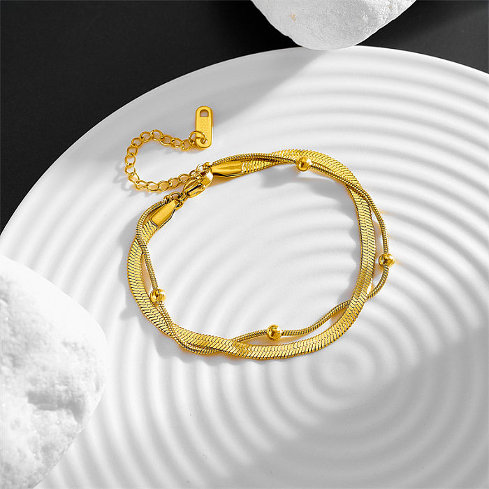 Simple Style Solid Color Titanium Steel Plating 18K Gold Plated Bracelets