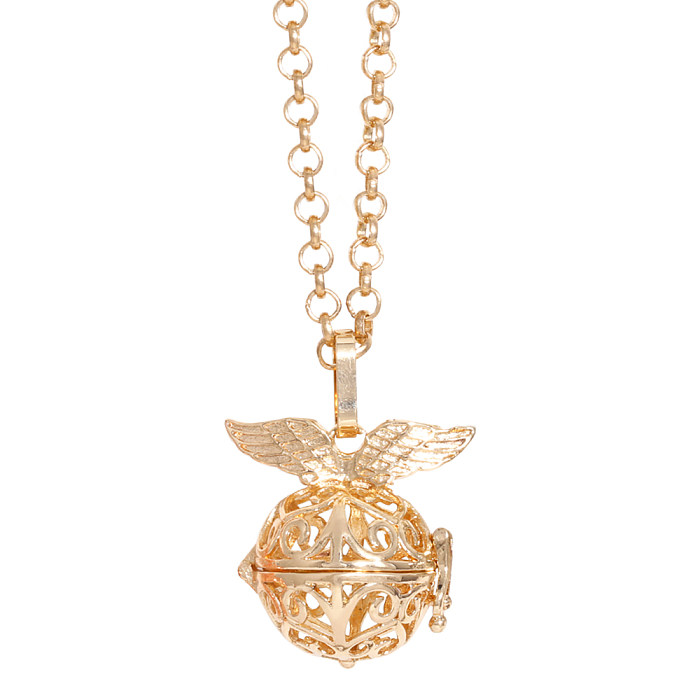 Collier avec pendentif ailes d'ange, Style Vintage, en acier inoxydable, plaqué cuivre, plaqué or 18 carats