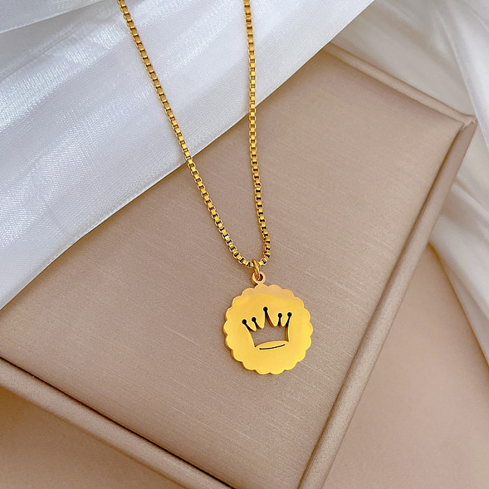 Simple Style Crown Stainless Steel Pendant Necklace 1 Piece