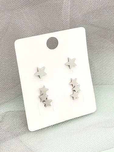 2 Pairs Cute Simple Style Star Polishing Stainless Steel  Ear Studs