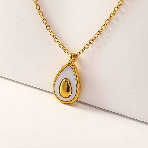 Cute Fruit Stainless Steel Plating Inlay Shell Pendant Necklace