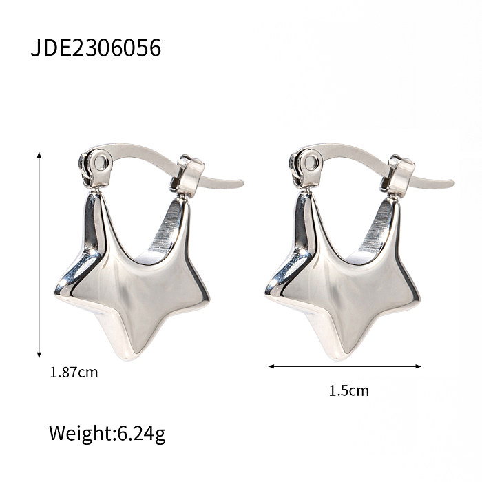 1 Pair IG Style Star Plating Stainless Steel  White Gold Plated Earrings