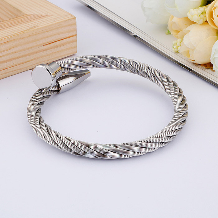 1 Piece Fashion Solid Color Stainless Steel Plating Bangle