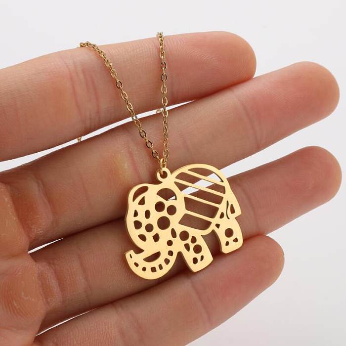 1 Piece Simple Style Fox Snake Elephant Stainless Steel Plating Hollow Out Pendant Necklace