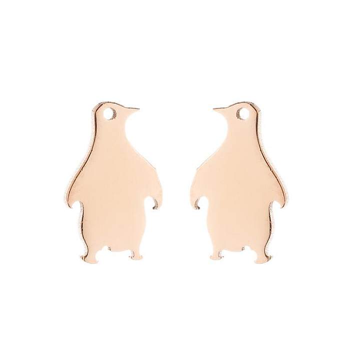 Simple Style Penguin Skull Bird Stainless Steel  Hollow Out Ear Studs 1 Pair