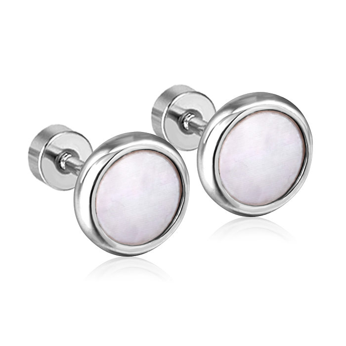 Simple Style Geometric Stainless Steel  Shell Ear Studs 1 Pair
