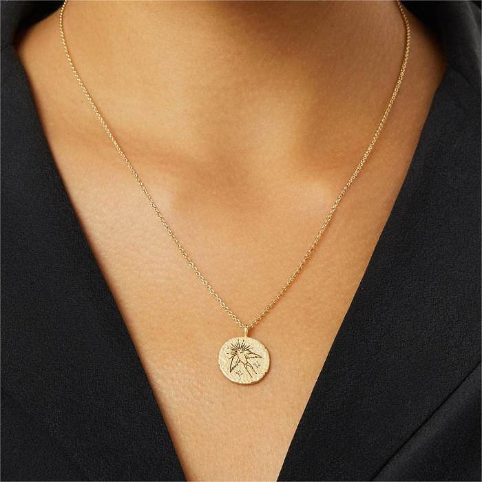 Retro Exaggerated Commute Solid Color Stainless Steel  Plating Inlay Zircon 18K Gold Plated Pendant Necklace