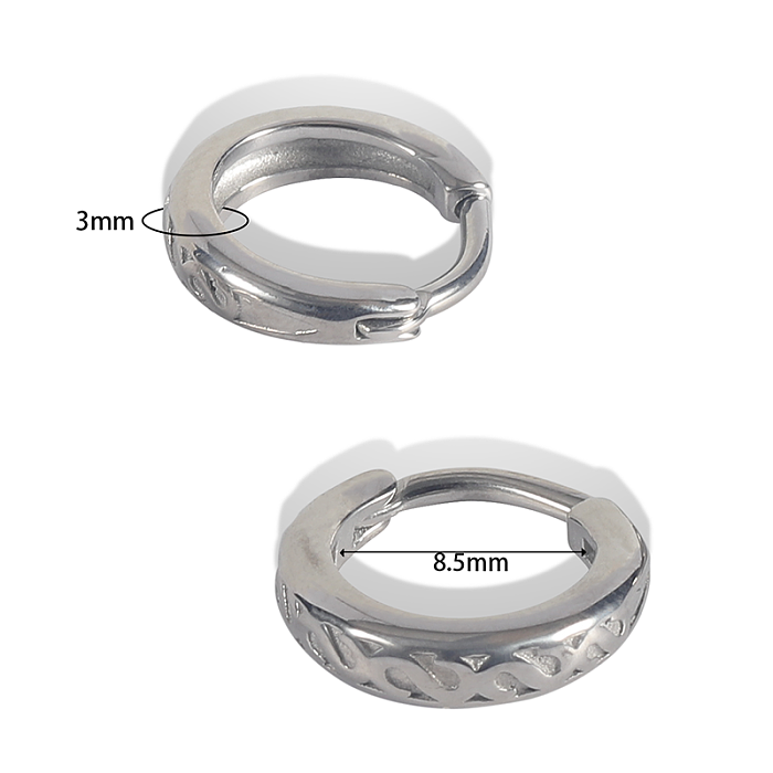 1 Pair Casual Simple Style Round Side Stripe Stainless Steel  Earrings