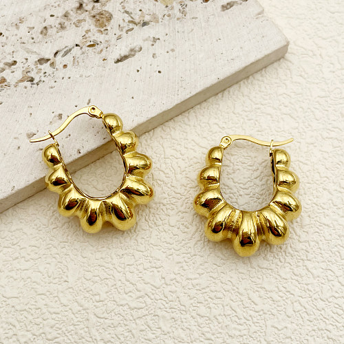 1 Pair Simple Style Roman Style U Shape Stainless Steel  Metal Polishing Plating Gold Plated Earrings